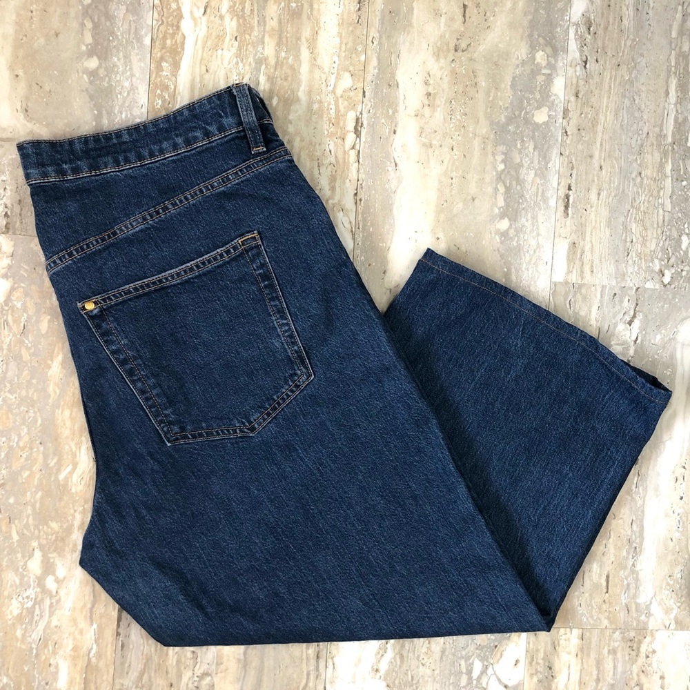H&M Ladies Wide High Waist Cropped Blue Jeans. & Denim